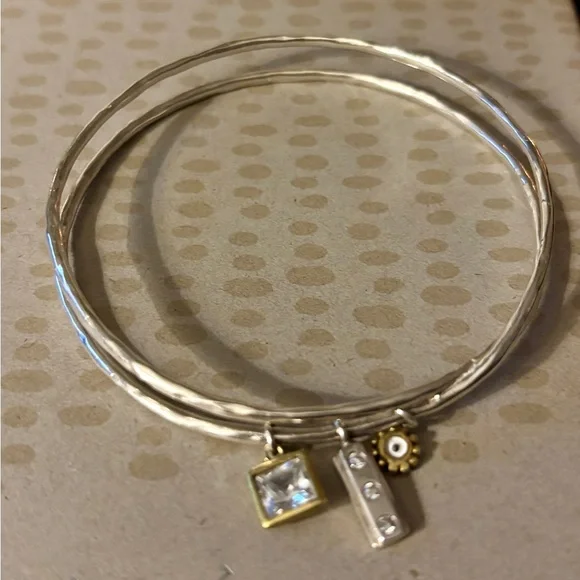 Silpada Sterling Silver Double Bangle Charm Bracelet – B3079 - Picture 2 of 5